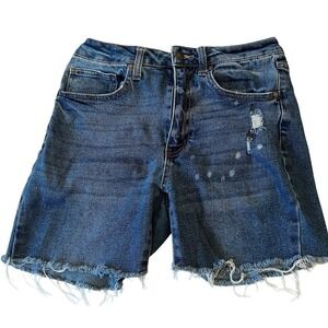 No Boundaries‎ Distressed Cutoff Denim Shorts Y2K Grunge Festival Raw Hem Sz 9